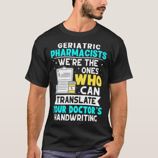 Oudere apothekers Vertaal je doktershand T-shirt (Voorkant)