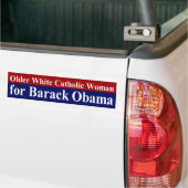 Oudere blanke katholieke vrouw voor Obama Bumpersticker (Op Truck)