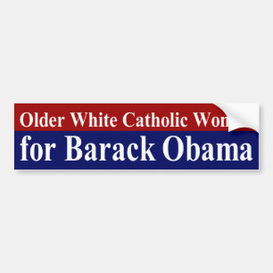 Oudere blanke katholieke vrouw voor Obama Bumpersticker