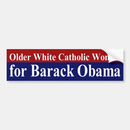Oudere blanke katholieke vrouw voor Obama Bumpersticker (Voorkant)