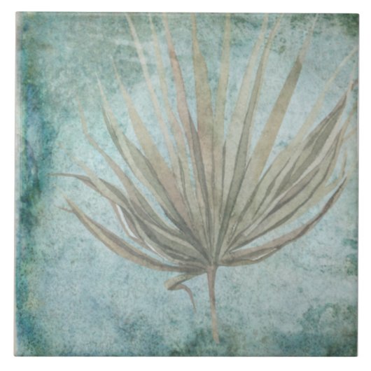 Oudere Botanische Tegel - Aqua en Bone V1 Tegeltje (Voorkant)