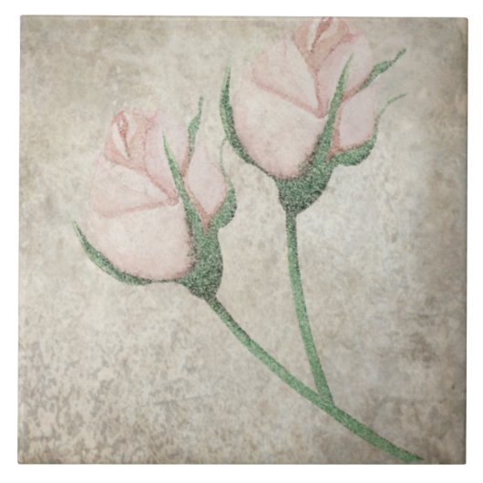 Oudere Botanische Tegel - Aqua en Bone V4 Tegeltje (Voorkant)