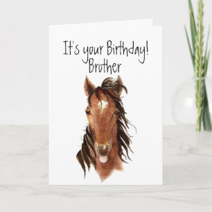 Oudere Broeder Birthday Horse Stikking Out Tongue Kaart