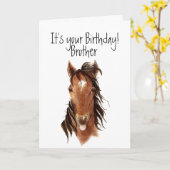 Oudere Broeder Birthday Horse Stikking Out Tongue Kaart (Gele Bloem)