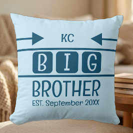 Oudere broer initials gest. maand jaar blauw kussen
