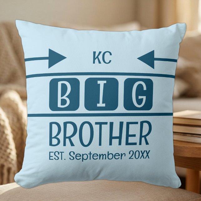 Oudere broer initials gest. maand jaar blauw kussen (Creator heeft geüpload)