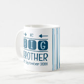 Oudere broer initials gesticht maand jaar blauw koffiemok (Voorkant links)