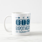 Oudere broer initials gesticht maand jaar blauw koffiemok (Links)