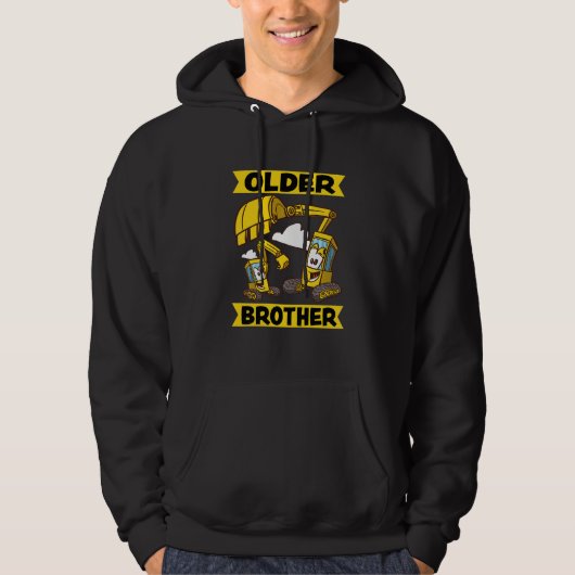 Oudere Broer van Kinderen 2023 Graver Graafmachine Hoodie (Voorkant)
