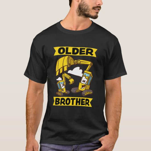 Oudere Broer van Kinderen 2023 Graver Graafmachine T-shirt (Voorkant)