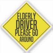 Oudere chauffeur ga alsjeblieft rond sticker (Voorkant)