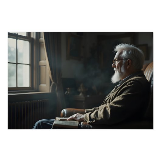 Oudere contemplatieve eenzaamheid perfect poster (Voorkant)