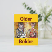 Oudere dames met een grotere draagtas briefkaart (Staand voorkant)