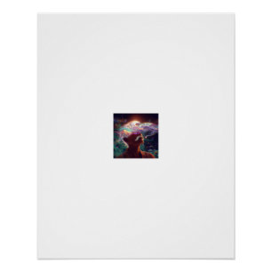 Oudere die kosmische lichtgolven uitademt perfect poster