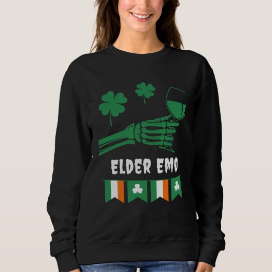 Oudere Emo Goth St. Patrick's Day Gotische wijn dr Trui (Voorkant)