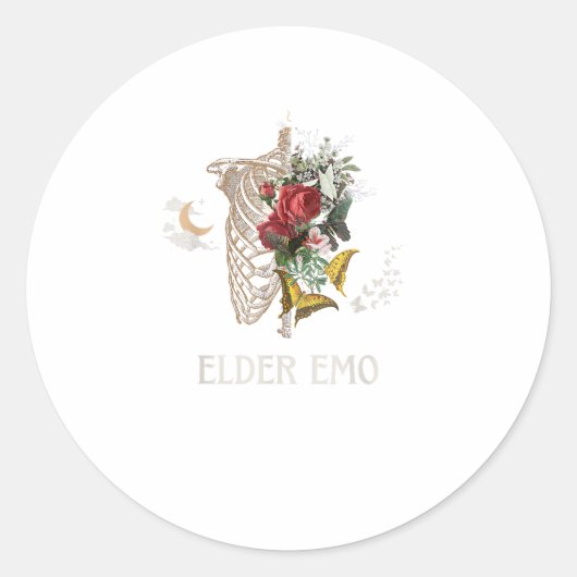 Oudere Emo Grappige Gothische Oudere Gotische Cott Ronde Sticker (Voorkant)