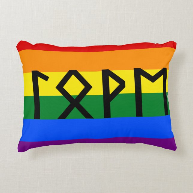 Oudere Futhark Liefde Pride Vlag Accent Kussen (Voorkant)