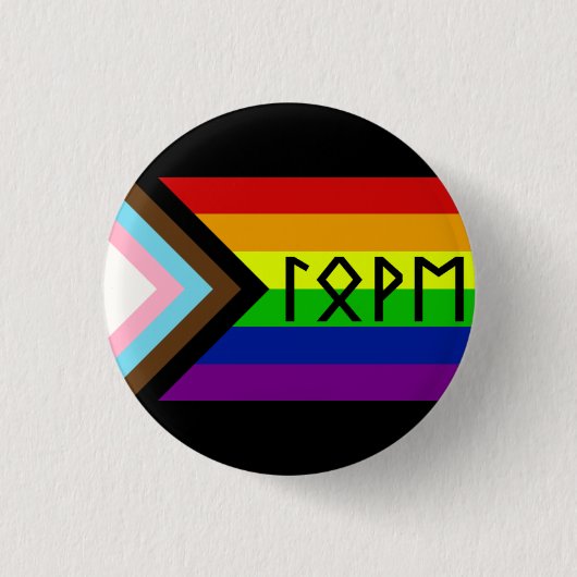 Oudere Futhark Liefde Progressieve Pride Vlag Ronde Button 3,2 Cm (Voorkant)