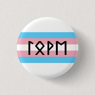 Oudere Futhark Liefde Trans Vlag Ronde Button 3,2 Cm