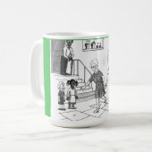 Oudere gepensioneerde vrouw overslaat spelen Hopsc Koffiemok (Voorkant links)