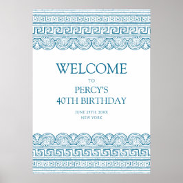 Oudere geschiedenis aangepast Birthday party blue Poster