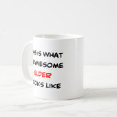 oudere, geweldige koffiemok (Voorkant links)