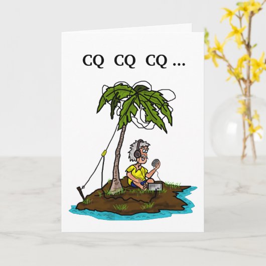 Oudere ham op het eiland met Rig Wenskaart Kaart (Gele Bloem)