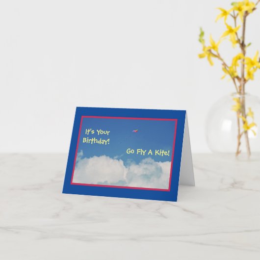 "OUDERE HUMOR, VLIEG EEN KITE" KAART (Gele Bloem)