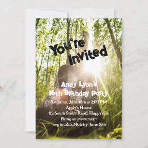 Oudere jongens Birthday Party Guitar Invitation Kaart