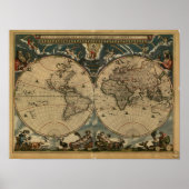 Oudere kaart van de wereld - 1664 poster (Voorkant)