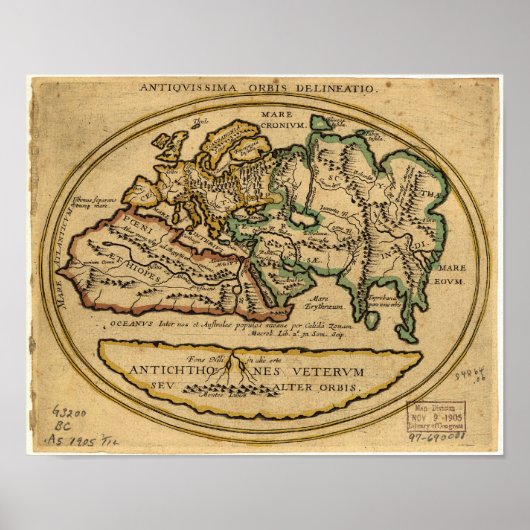 Oudere kaart van de wereld - onbekende datum poster (Voorkant)