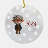 Oudere Kerst Elf Keramisch Ornament (Voorkant)