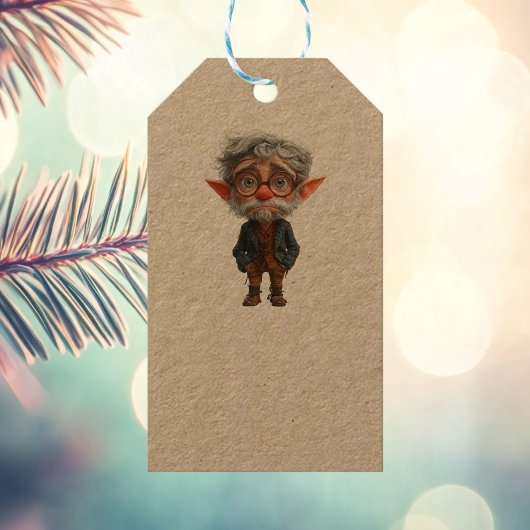Oudere Kerst Elf Kraft Cadeau Labels Cadeaulabel
