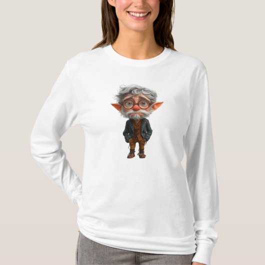 Oudere Kerst Elf Vrouwen T-shirt (Voorkant)