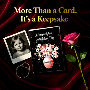 Oudere kleindochter Valentijnsdag Boeket van Liefd Kaart