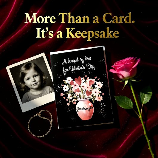 Oudere kleindochter Valentijnsdag Boeket van Liefd Kaart