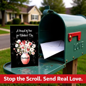 Oudere kleindochter Valentijnsdag Boeket van Liefd Kaart