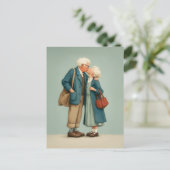 Oudere Koppel dat een Teder Kus Deelt Briefkaart (Staand voorkant)