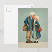 Oudere Koppel dat een Teder Kus Deelt Briefkaart (Voorkant / Achterkant)