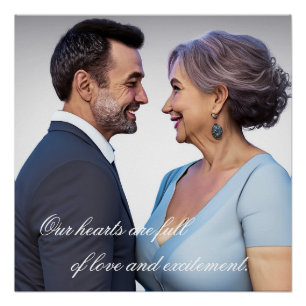 Oudere Koppel Romantische Oprechte Foto's Verliefd Perfect Poster