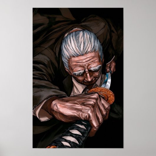 Oudere krijger met zwaard poster (Voorkant)