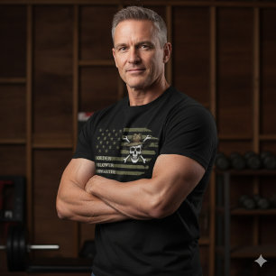 Oudere Langzamere Slimere Schedel US Vlag T-Shirt