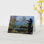 Oudere man vissen Pensioen Wenskaart Kaart (Gele Bloem)