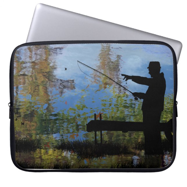 Oudere Man Vist de laptophoes van de laptop Sleeve (Voorkant)