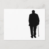 Oudere Man Walking Black Silhouette Tekening Art Briefkaart (Voorkant)