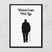 Oudere Man Walking Black Silhouette Tekening Art Briefkaart (Voorkant)