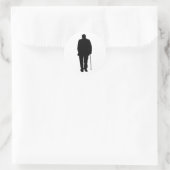Oudere Man Walking Black Silhouette Tekening Art Ronde Sticker (Tas)
