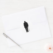 Oudere Man Walking Black Silhouette Tekening Art Ronde Sticker (Envelop)