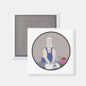 Oudere mannen die de vaat wassen magneet (Voorkant / Achterkant)