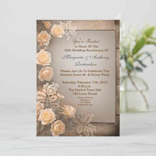 oudere mooie trouwjubileum uitnodigingen (Staand voorkant)
